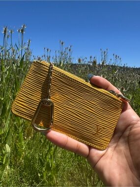 #107 Louis Vuitton Yellow Epi Leather Key Pouch with Brass Chain